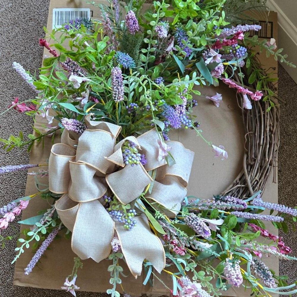 Purple Wildflower Grapevine Wreath